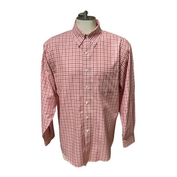 Brooks Brothers 346 Men's Rose Plaid Long Sleeve Button Down Shirt Size Large - Picture 1 of 4